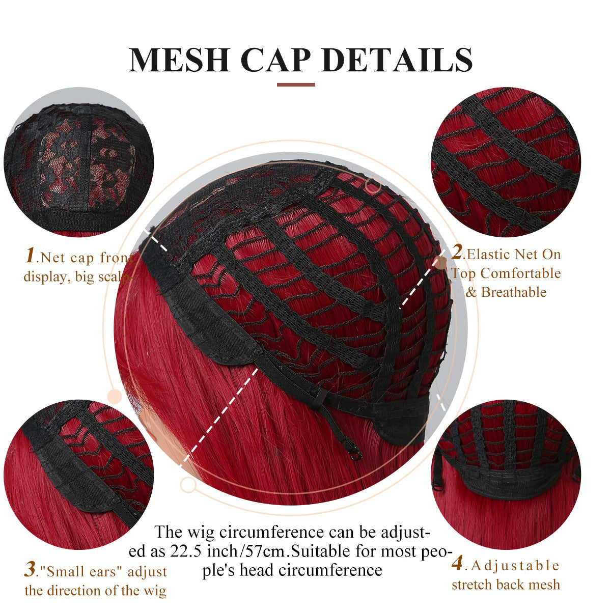 Perruque longue et lisse rouge