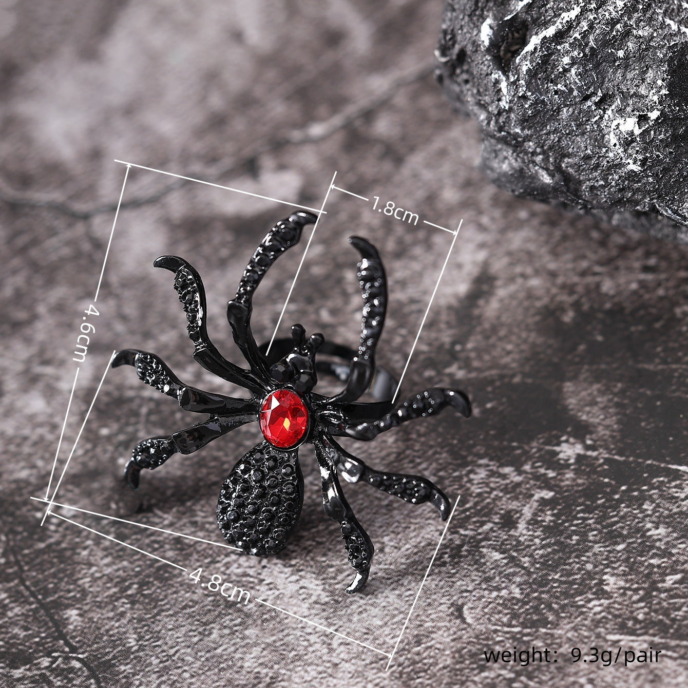 Anillo de araña de Halloween con diamantes de imitación, personalidad, anillos abiertos de moda para mujeres, accesorios de joyería
