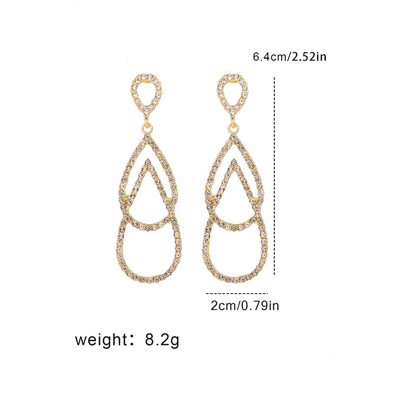 Exquisitos pendientes largos con borlas y gotas de agua de doble capa con temperamento de moda, diseño de nicho, pendientes de sensación de alta gama