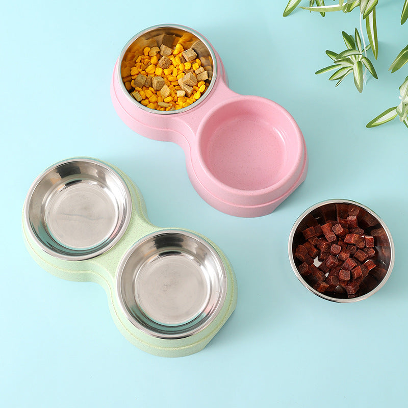 Gamelles doubles en acier inoxydable pour animaux de compagnie, distributeur d'eau et de nourriture pour chiens, accessoires pour petits chiens et chats