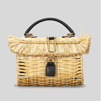 Sac à main en paille tissée fait main pour station balnéaire rurale