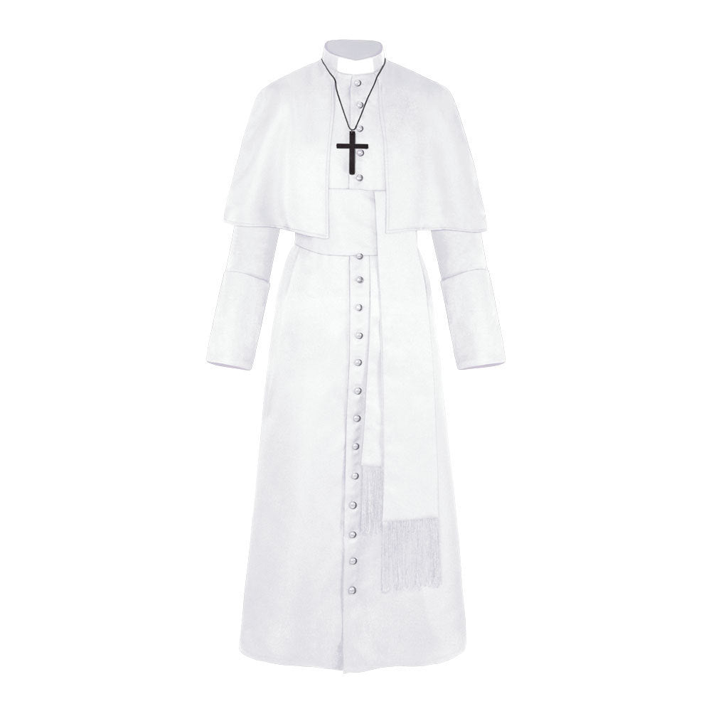 Costume de prêtre de couleur unie, costume de cosplay rétro médiéval pour Halloween