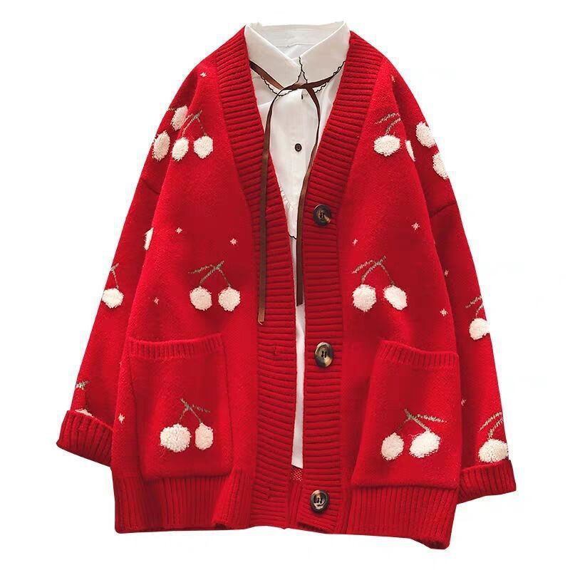 Cherry Sweater Knit Cardigan
