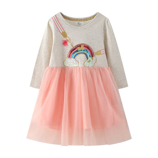 Robe princesse à manches longues en maille pour filles
