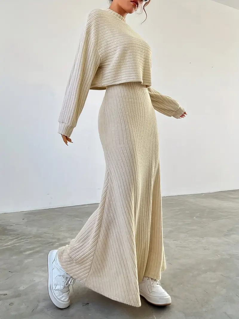 Ensemble gilet long de couleur unie