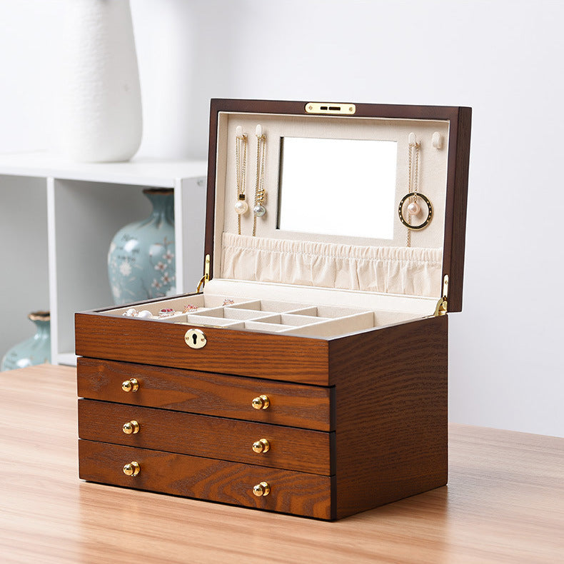 Boîte de rangement en bois pour bijoux et cosmétiques Princess