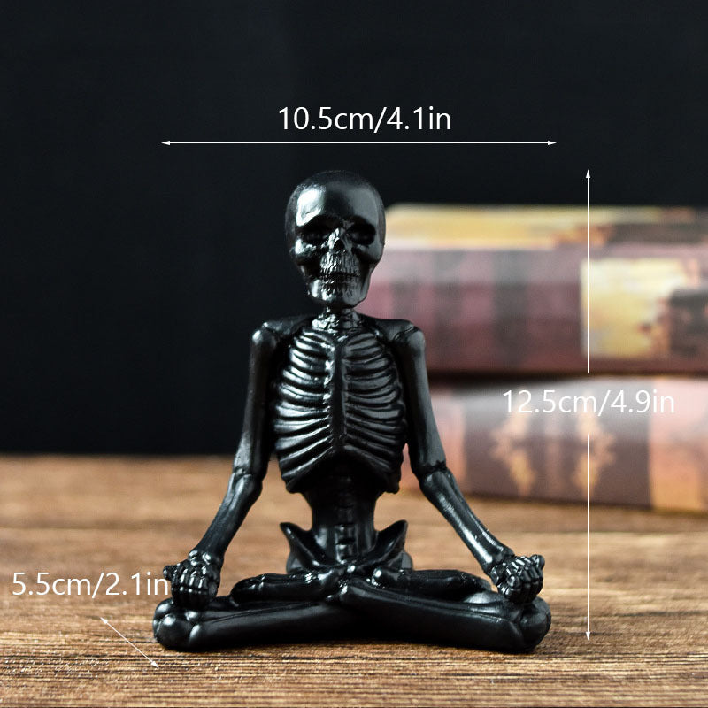 Adornos de resina para decoración de escritorio de terror de Halloween, modelado de características, esqueleto de calavera de yoga