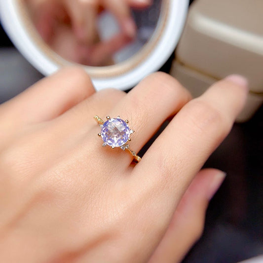 Juego de amatista y lavanda Natural, lujo ligero y hermoso, incrustaciones de plata de Color limpio y cristalino