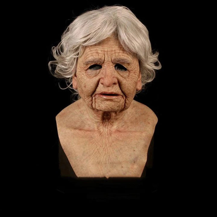 Máscara blanca vieja, calva, vieja, de látex, accesorio divertido para cosplay de Halloween