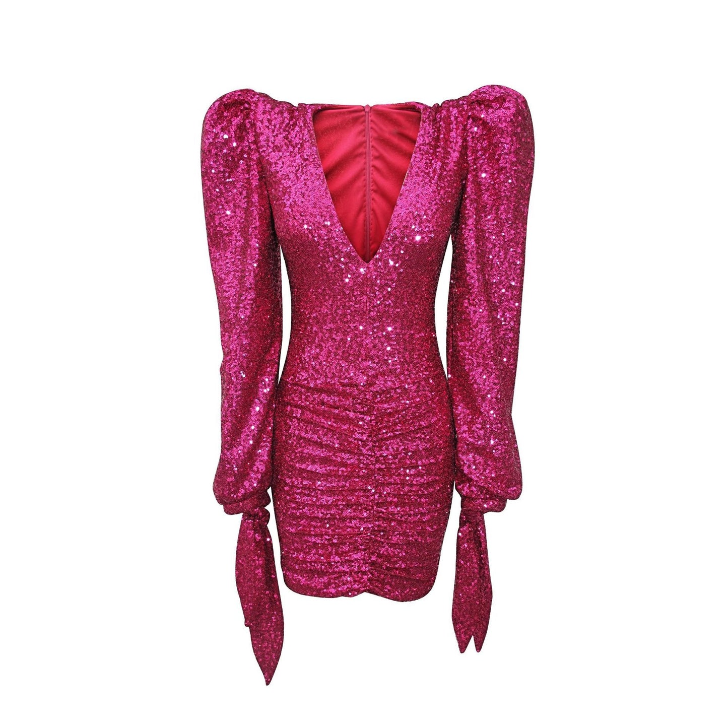 Robe de soirée plissée à paillettes et jupe à la hanche