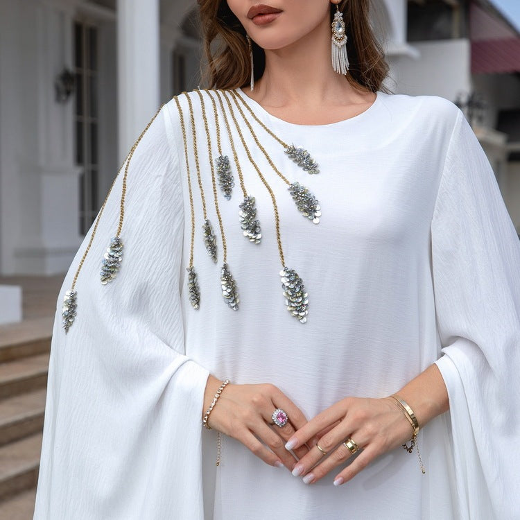 Túnica musulmana Abaya bordada para mujer, vestido de noche