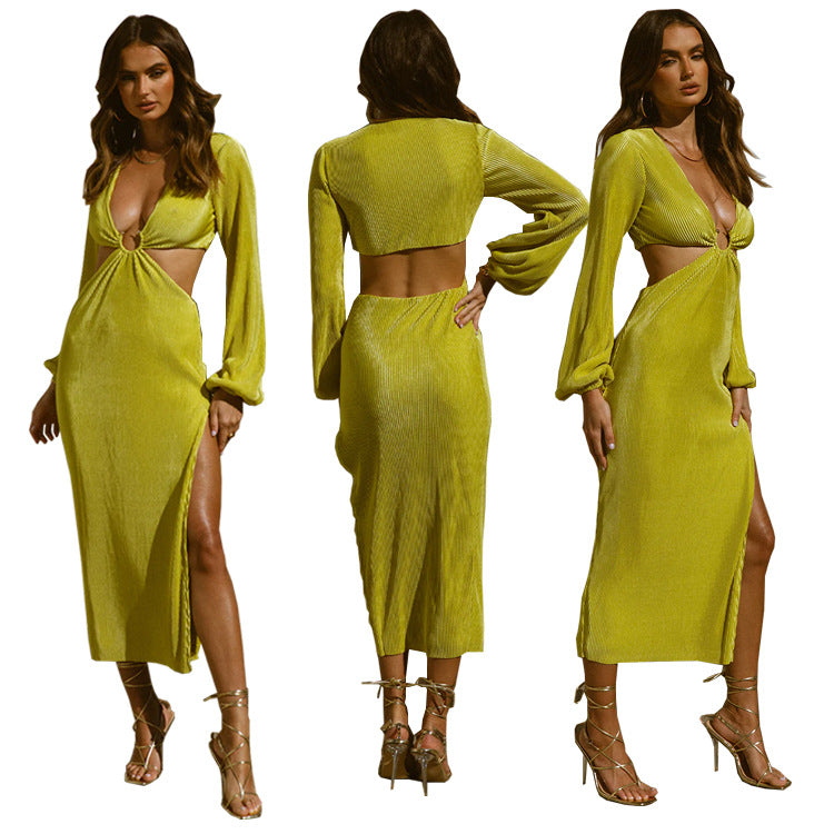 Vestidos de mujer sin cintura plisados prensados