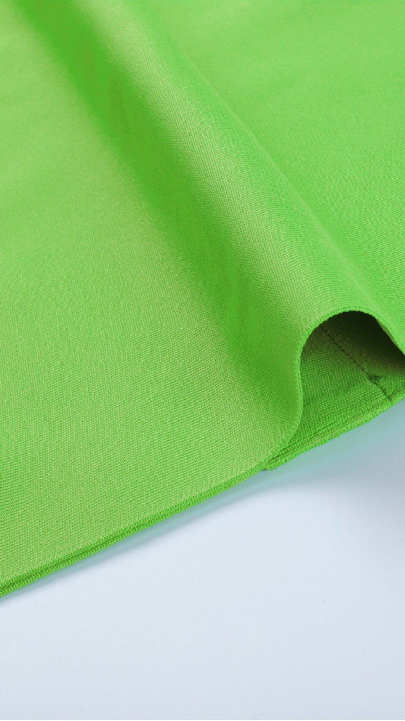 Solid Color Sling U-neck Short Top High Waist Slim Hip Skirt Bandage