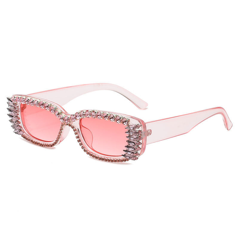 Gafas de sol con tachuelas de diamantes de moda Gafas de sol cuadradas pequeñas con diamantes de imitación