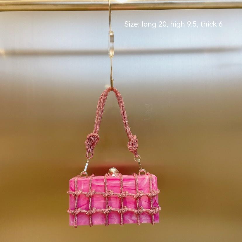 Sac de rangement portable en acrylique avec strass