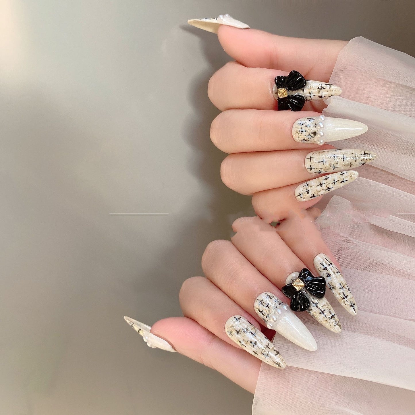 Patch pour ongles en tweed léger et luxueux, effet premium