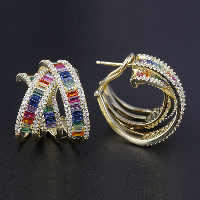 Boucles d'oreilles en argent S925 et zircon