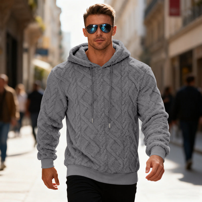 Pullover Top Men's Casual Solid Color Fleece Hoodie Clothing