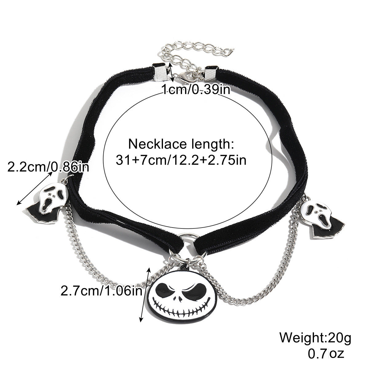 Collier d'Halloween, pendentif chauve-souris, fantôme, crâne, citrouille, araignée, accessoires