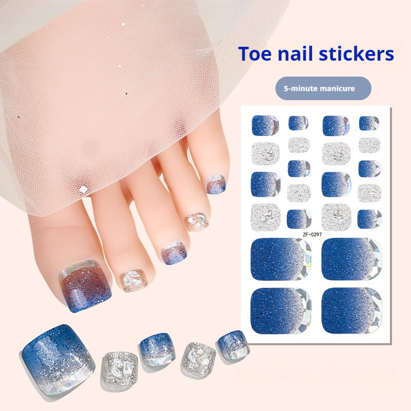 Calcomanías para uñas con diamantes, pegatinas para uñas de los pies, gradiente impermeable