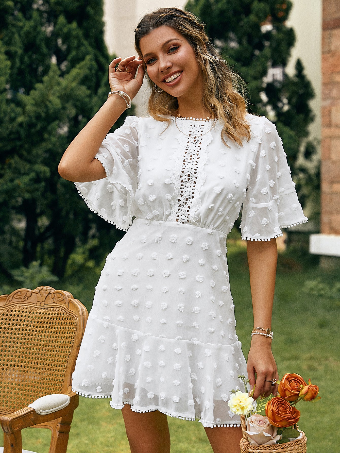 Spring And Summer Front Lace Dress INS Hem Cuff Lace Fringed Women's Skirt