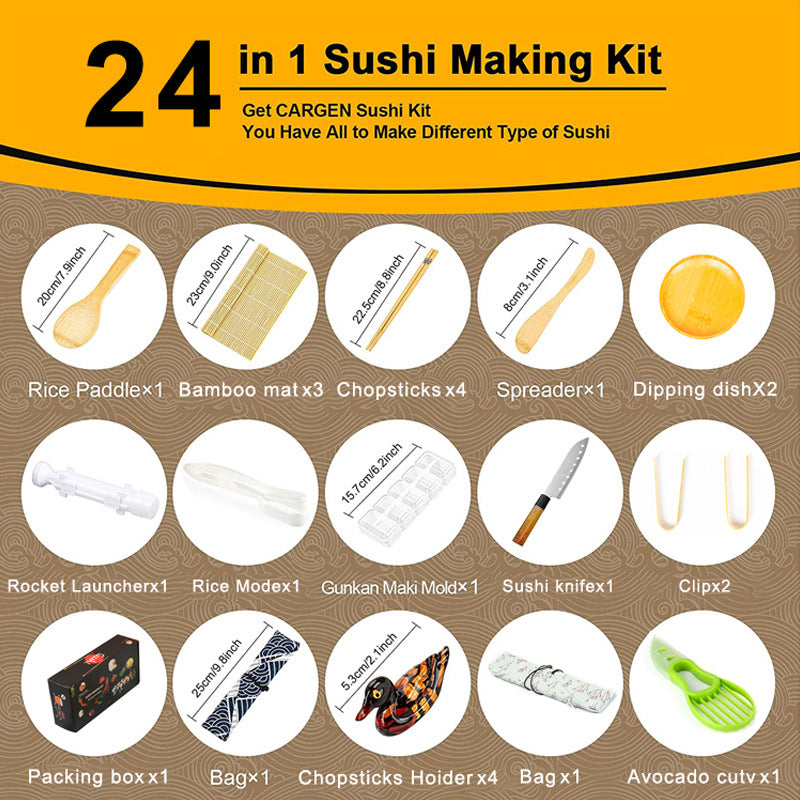 Ensemble de 24 ustensiles de cuisine pour sushis Gimbap