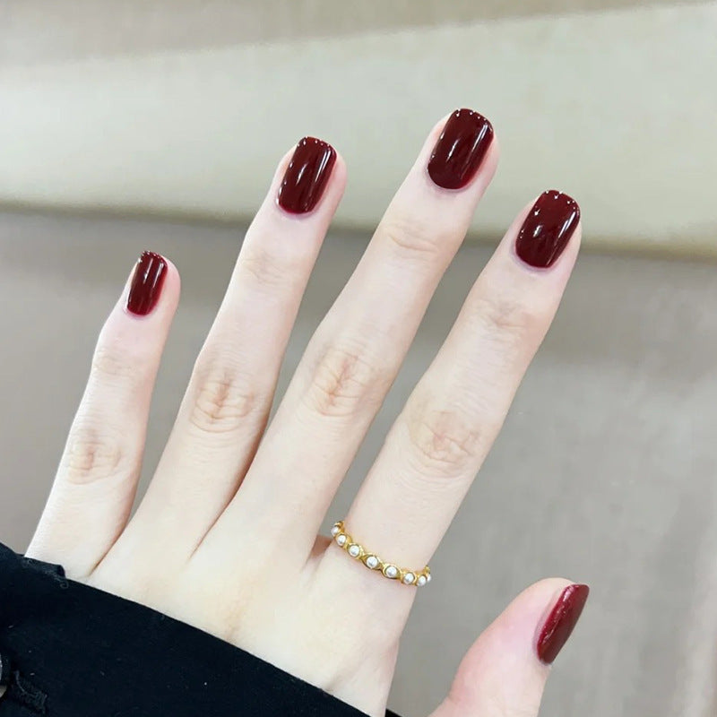 Parche de uñas postizas de color sólido simple a la moda para mujer