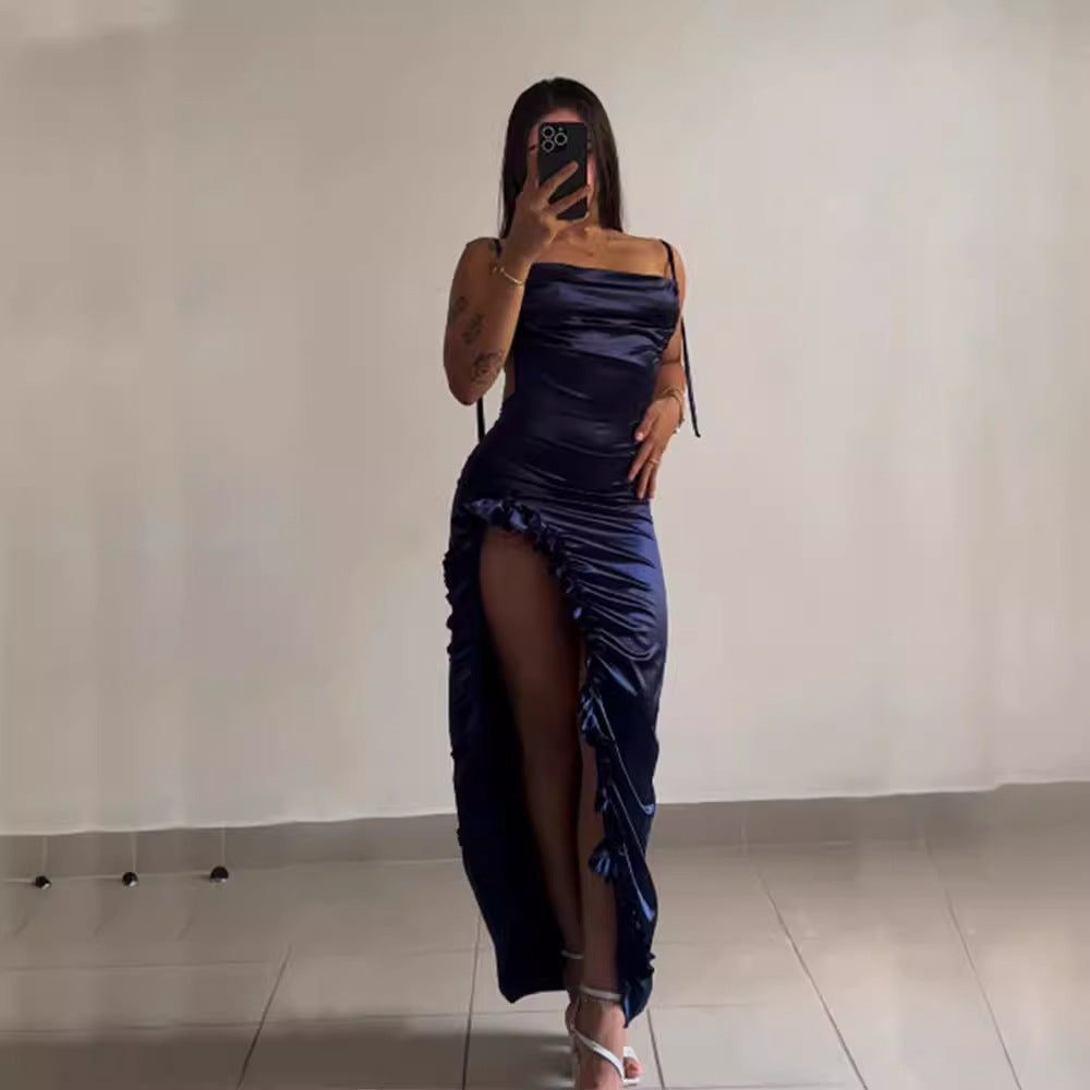 Robe d'été sexy dos nu à bretelles spaghetti Y2K de haute qualité pour fille