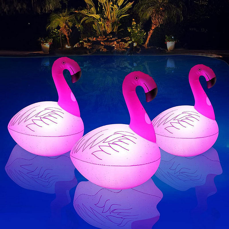 Lámpara luminosa de flamenco con carga Solar, flotante para piscina impermeable al aire libre
