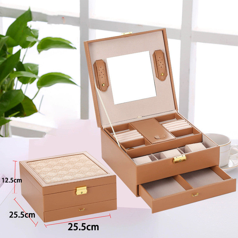 Boîte de rangement multifonctionnelle pour bijoux en cuir PU