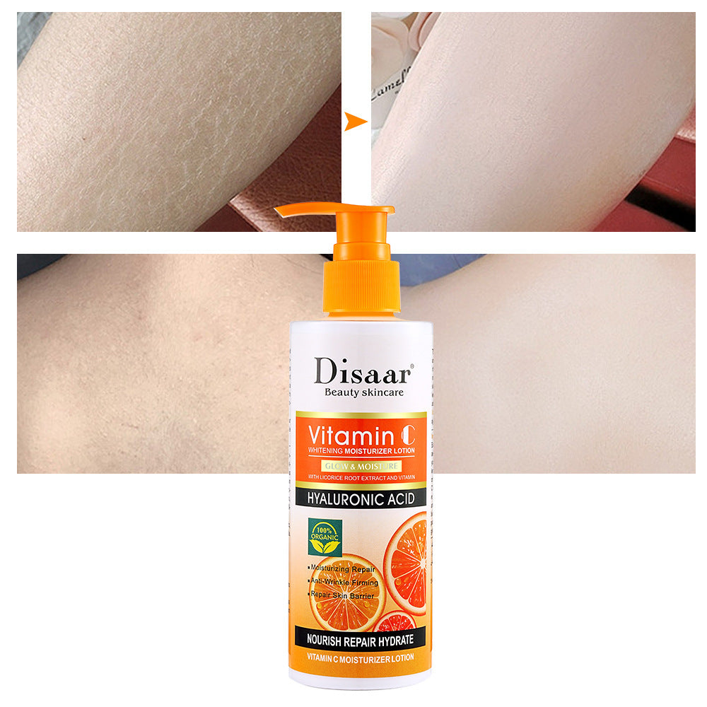 Lotion corporelle hydratante et éclaircissante à la vitamine C