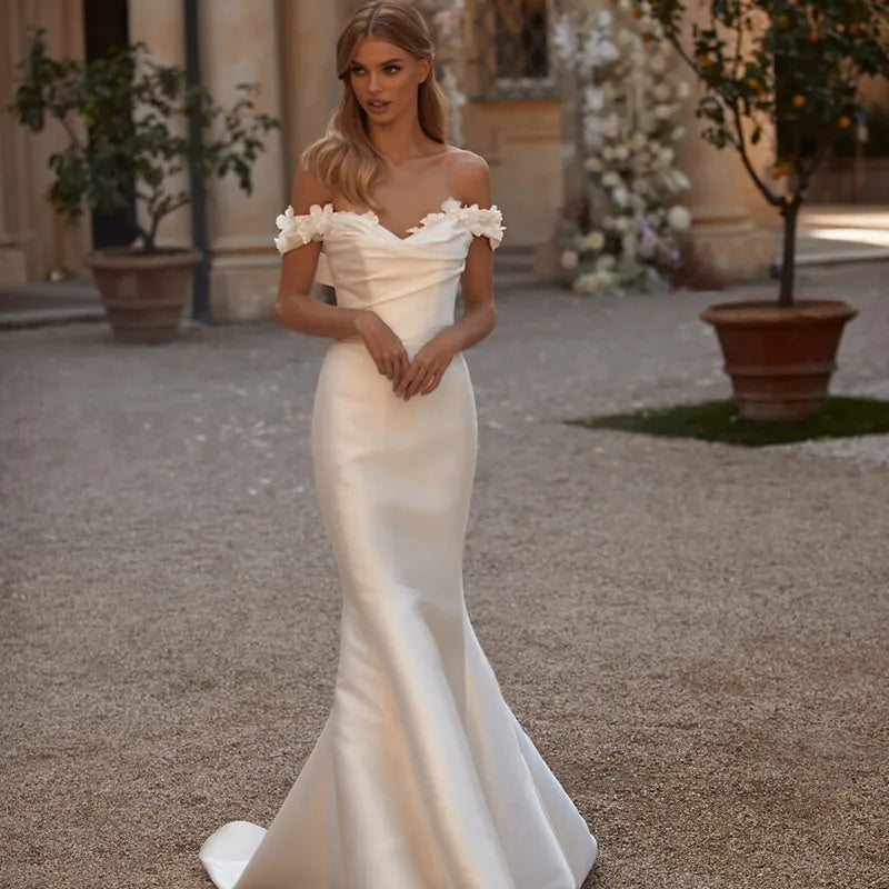 Vestido de novia de cola extraíble de moda para mujer