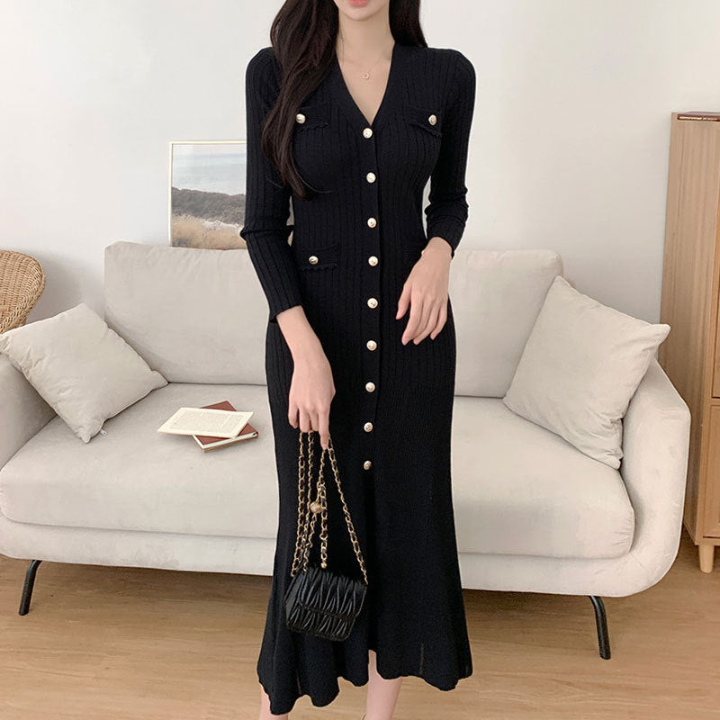 Single Breasted Slim Fishtail Dress Is Fashionable