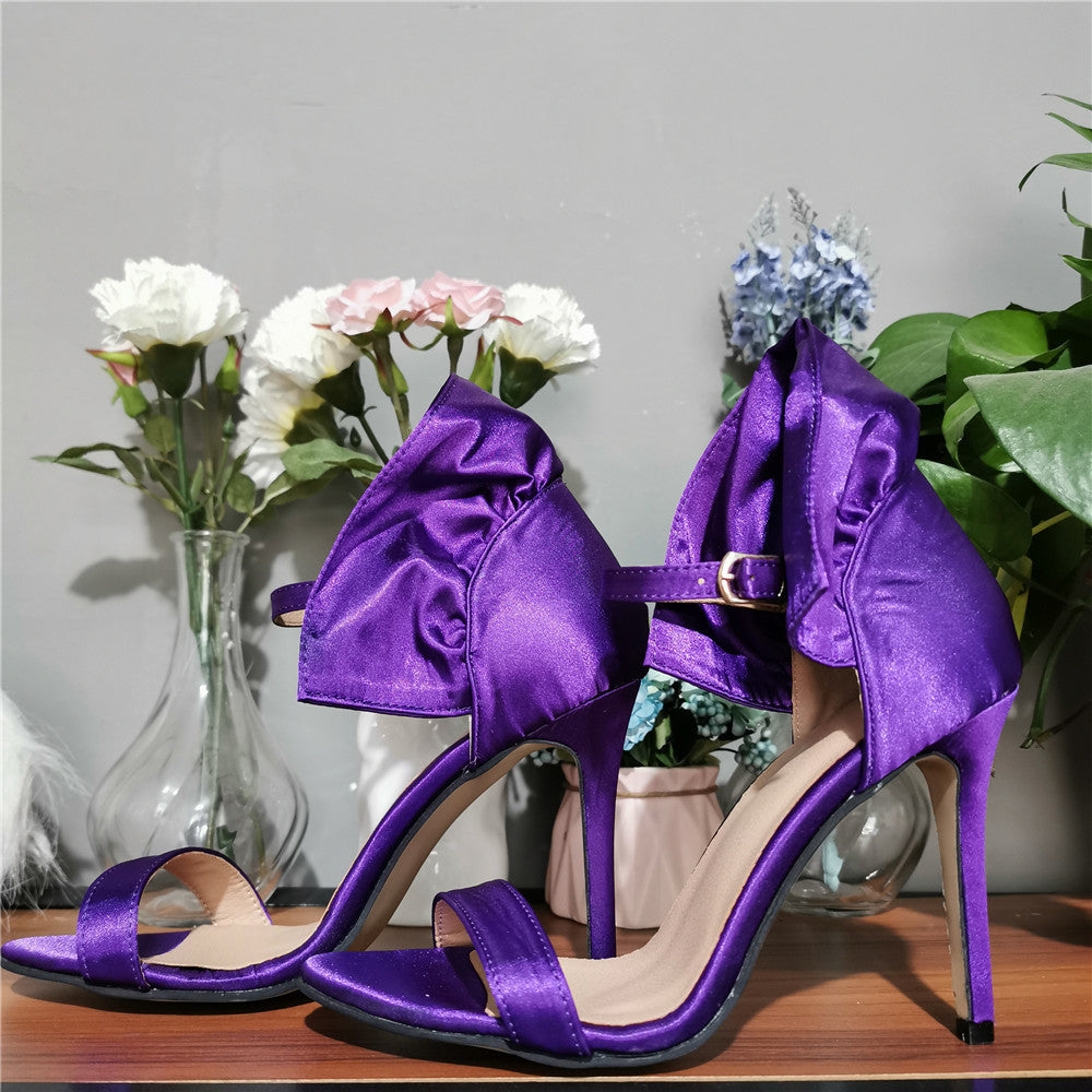 Sandalias de mujer con tacón súper banquete y talla grande con correa de aguja