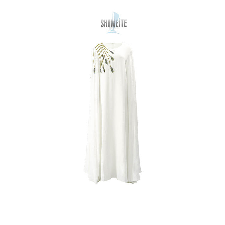 Túnica musulmana Abaya bordada para mujer, vestido de noche