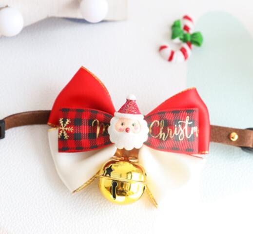 Nœud papillon réglable pour animal de compagnie, motif flocon de neige, motif écossais rouge de Noël