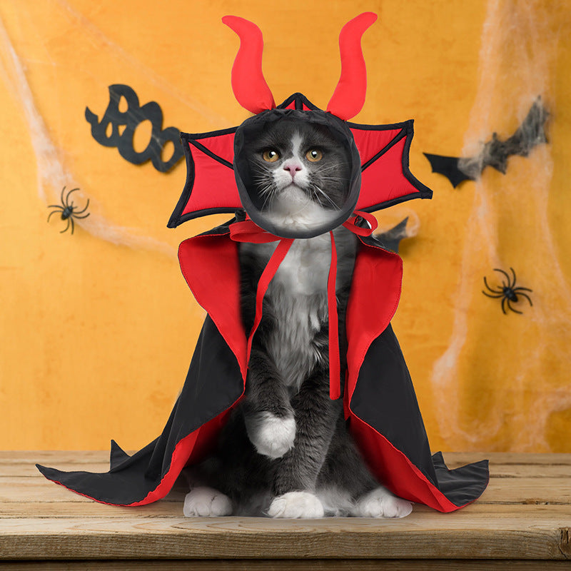 Cape de vampire pour animaux de compagnie d'Halloween, chapeau, costume de vacances