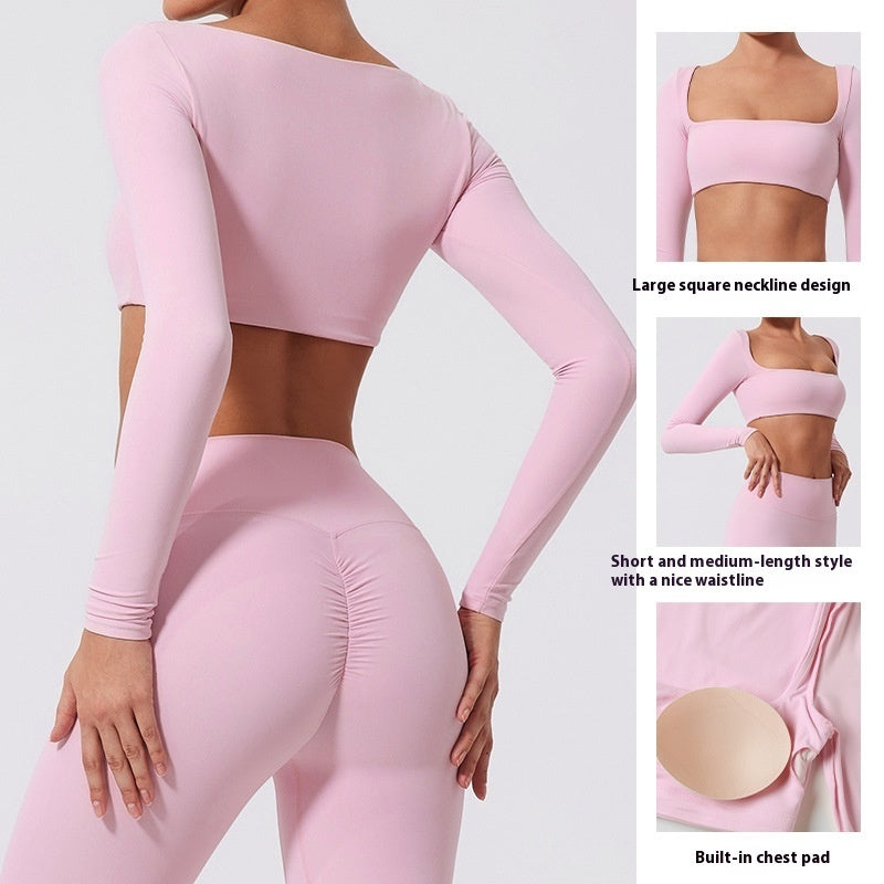 Camiseta deportiva de manga larga para yoga, correr al aire libre y fitness