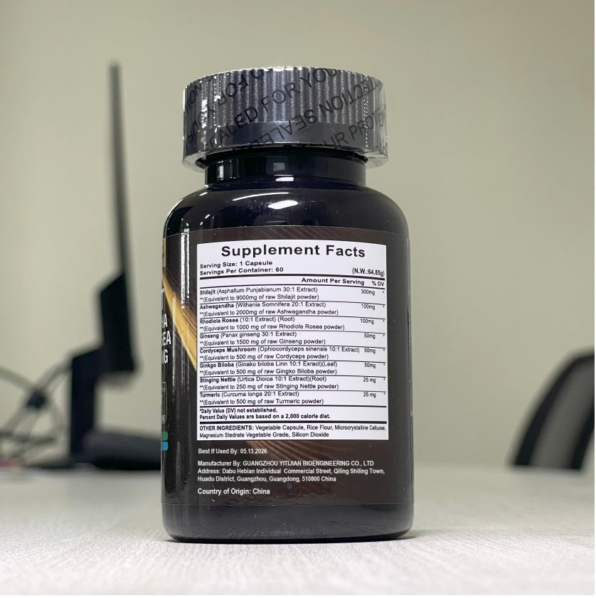Shilajit GlowVigor, Ashwagandha, Rhodiola Rosea, Panax Ginseng