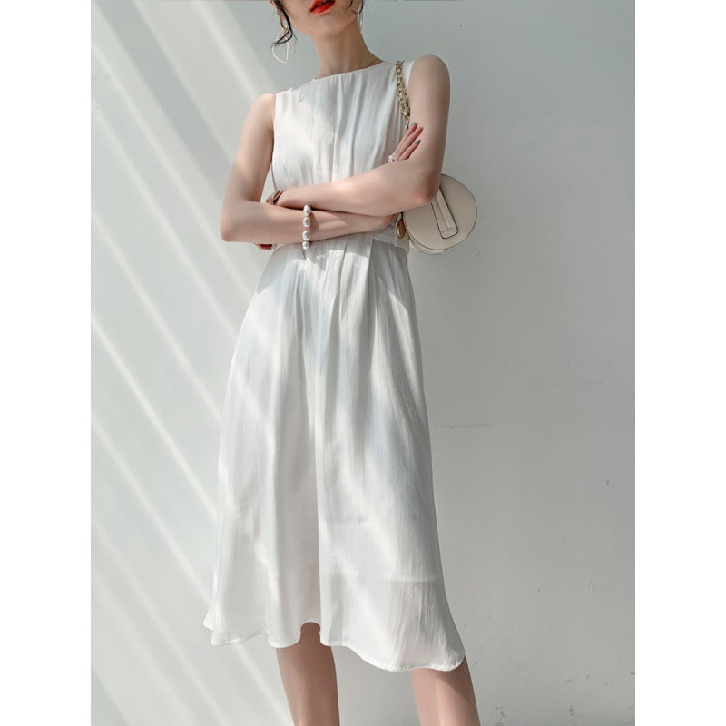 French Fairy Dress Thin Section Temperament Short-sleeved High-waist A-line