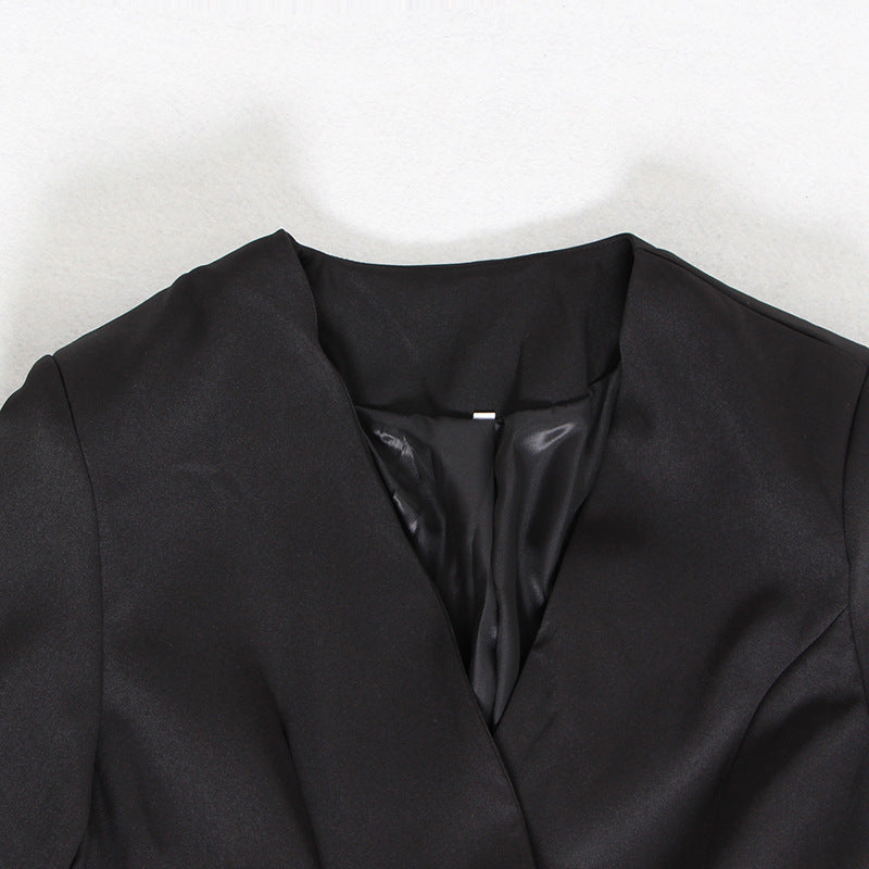 Veste de costume jacquard à franges diagonales irrégulières pour femme