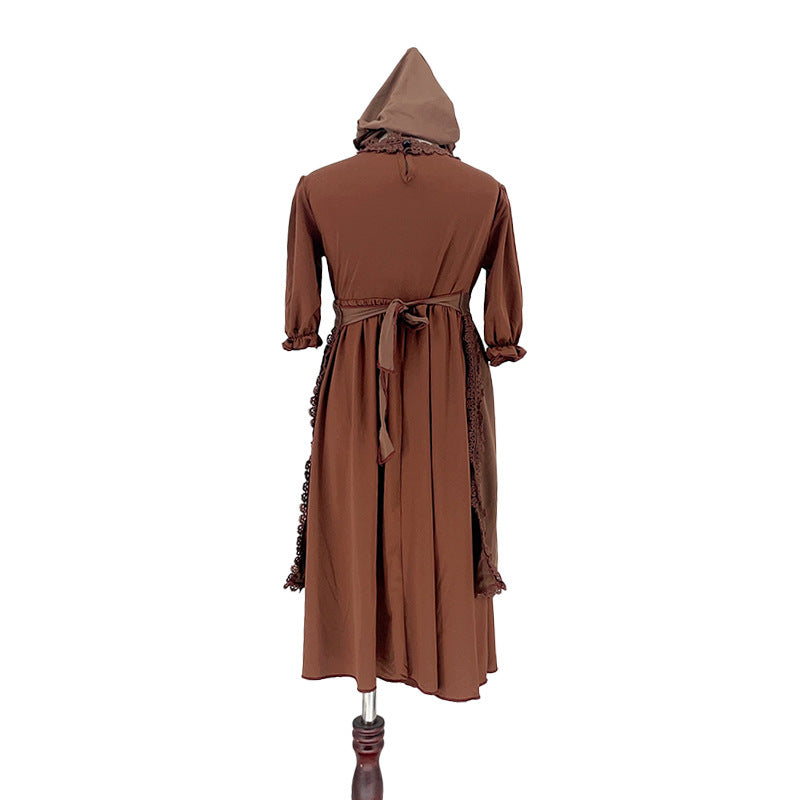 Costume civil médiéval pour enfants, colonie européenne, vêtements de cosplay pauvres, costumes de performance pour vieille grand-mère