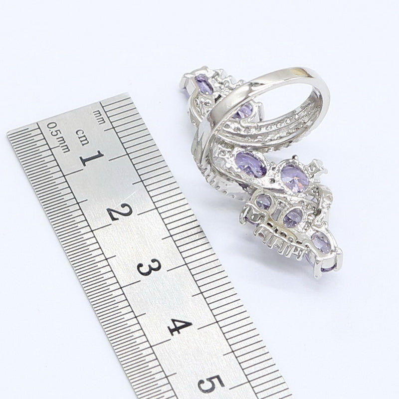 Conjunto de joyería de plata y amatista para boda para mujer