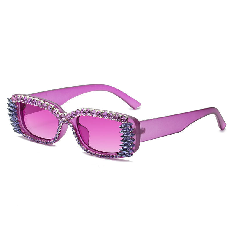 Gafas de sol con tachuelas de diamantes de moda Gafas de sol cuadradas pequeñas con diamantes de imitación