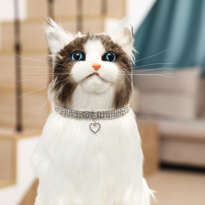 Collar elástico de tres filas con diamantes de imitación para mascotas, collar para perros y gatos