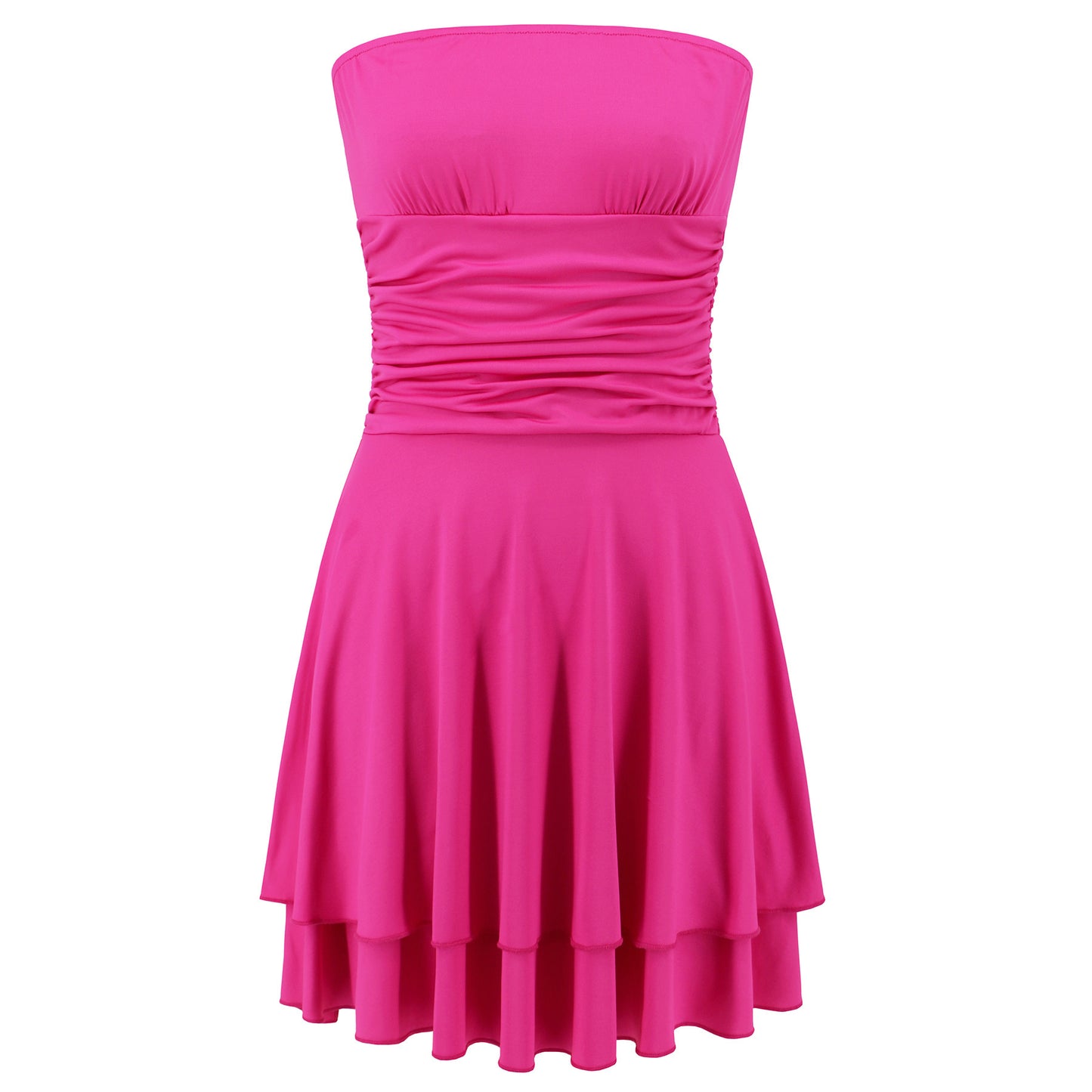 Robe courte tube à volants, couleur unie, tendance, pour soirée, plage, vêtements pour femmes