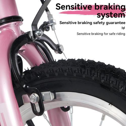 FKZNPJ 16 Inch Sporty Kids Bike With Training Wheels And Stand Adjustable Saddle Suitable For Boys And Girls Aged 4-8 Years Tall Height 41-53 Inches Available In A Variety Of Colors