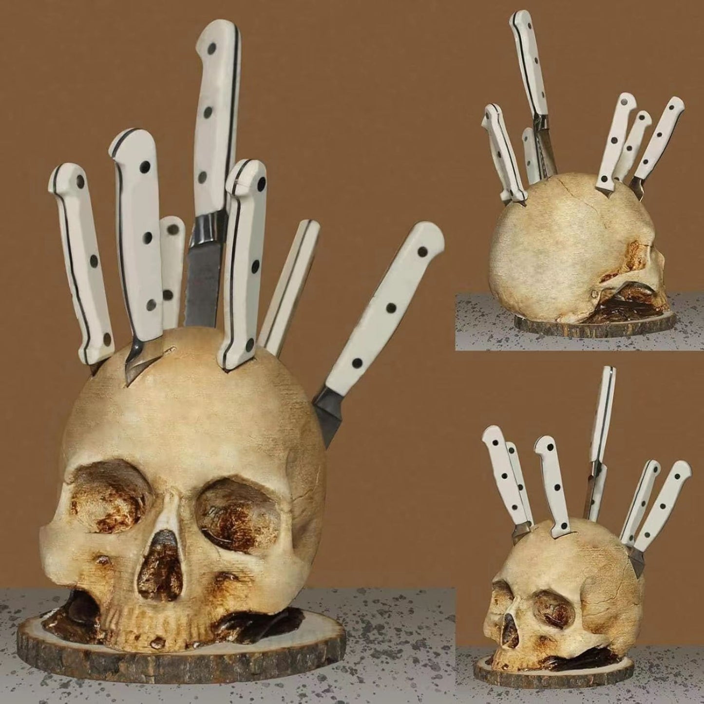 Porte-couteaux créatif en forme de crâne pour Halloween