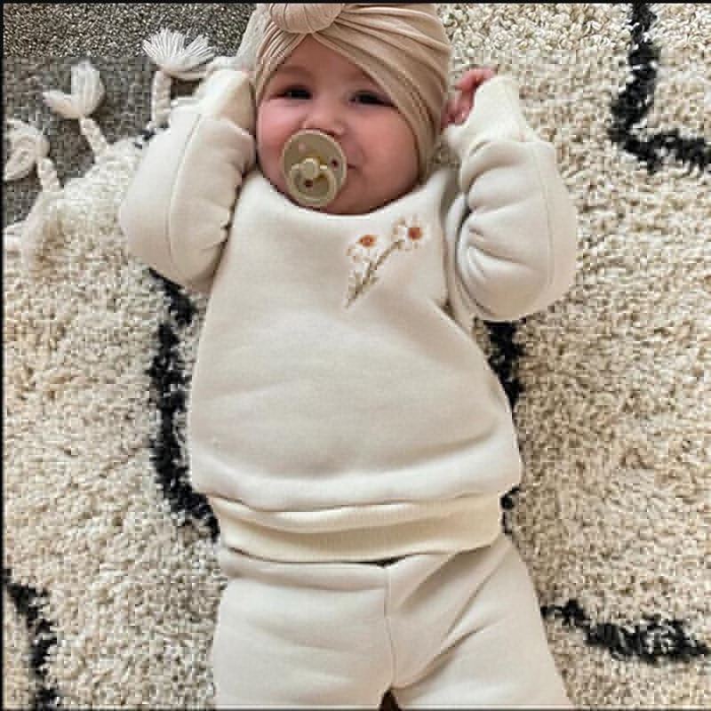 Conjunto de 2 piezas de ropa de invierno para bebé niña y niño Eroidery Thien Fle