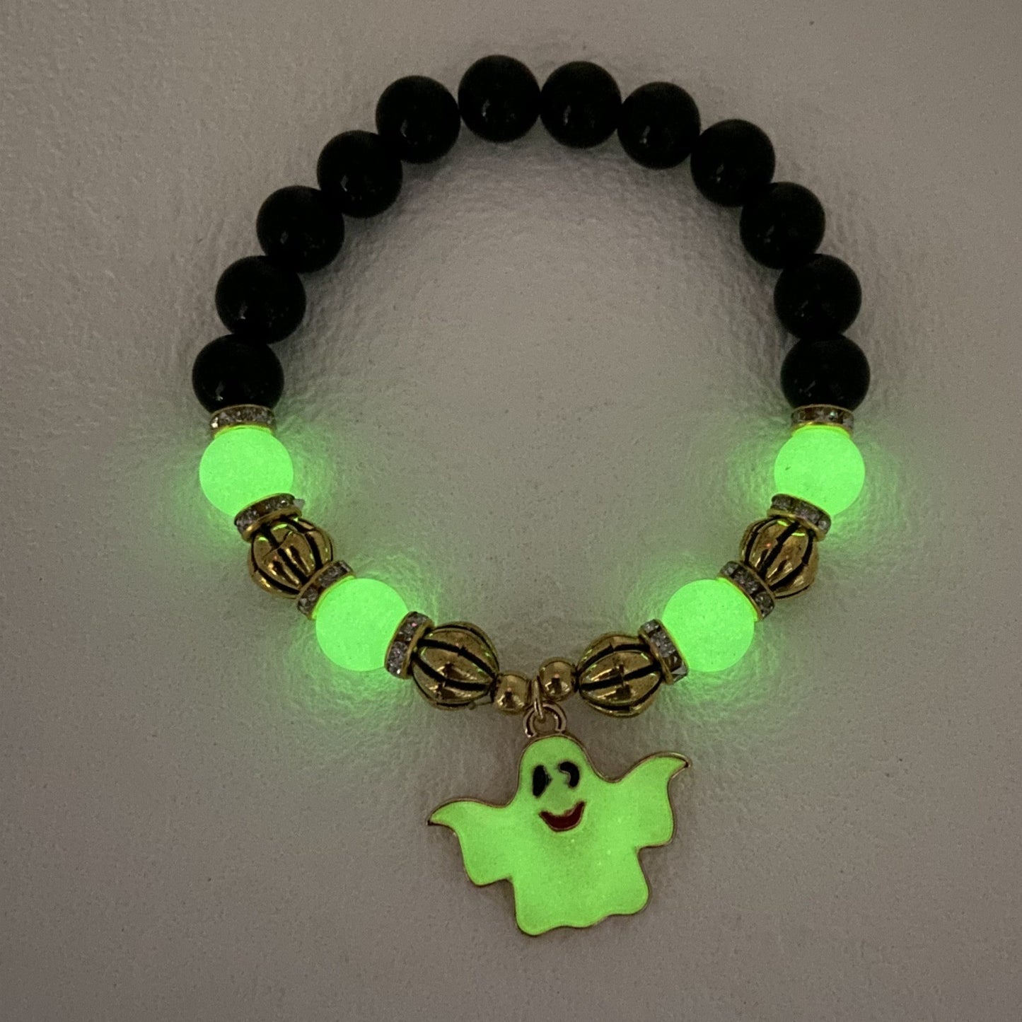 Bracelet d'Halloween avec tête de citrouille et fantôme lumineux